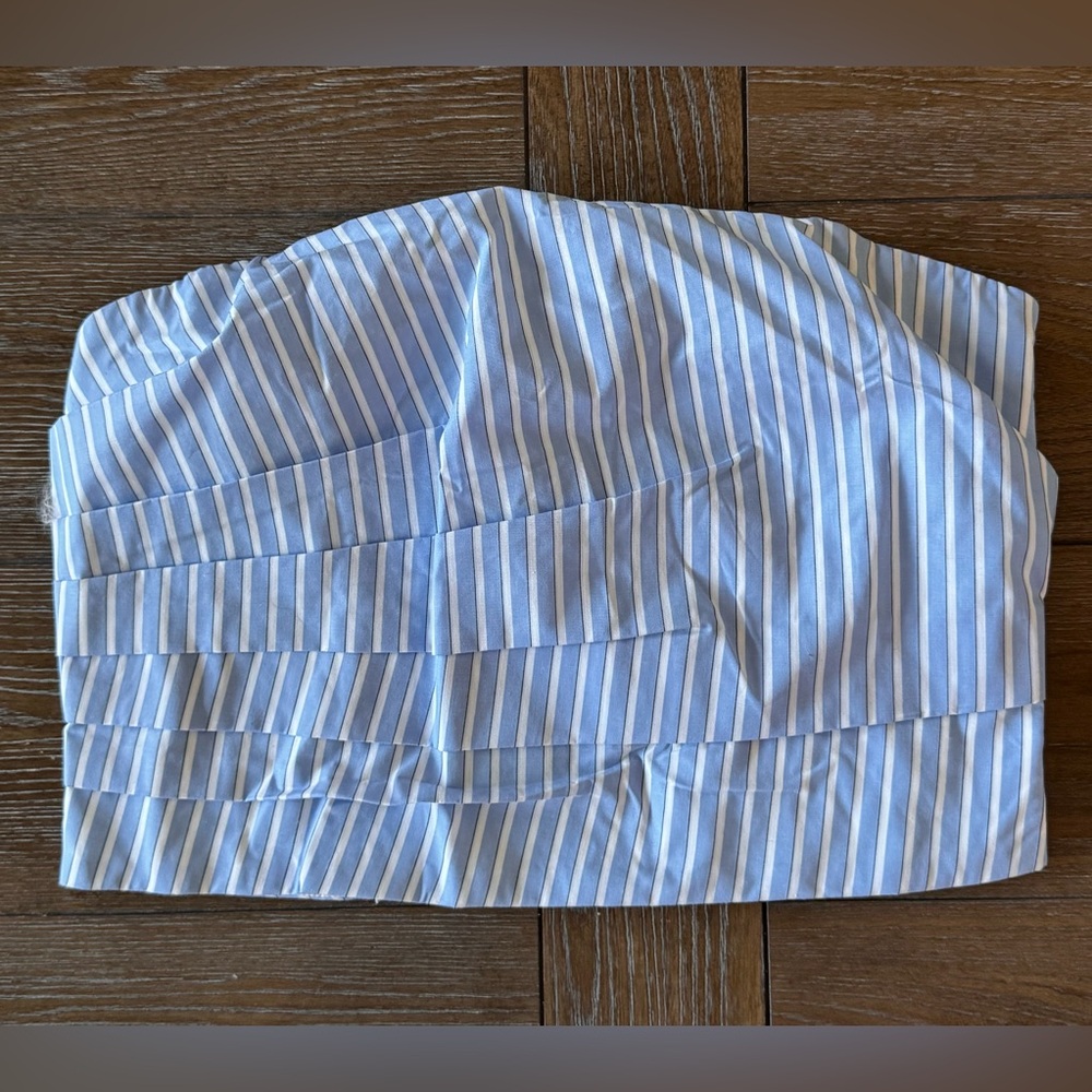 Zara Light Blue and White Striped Top